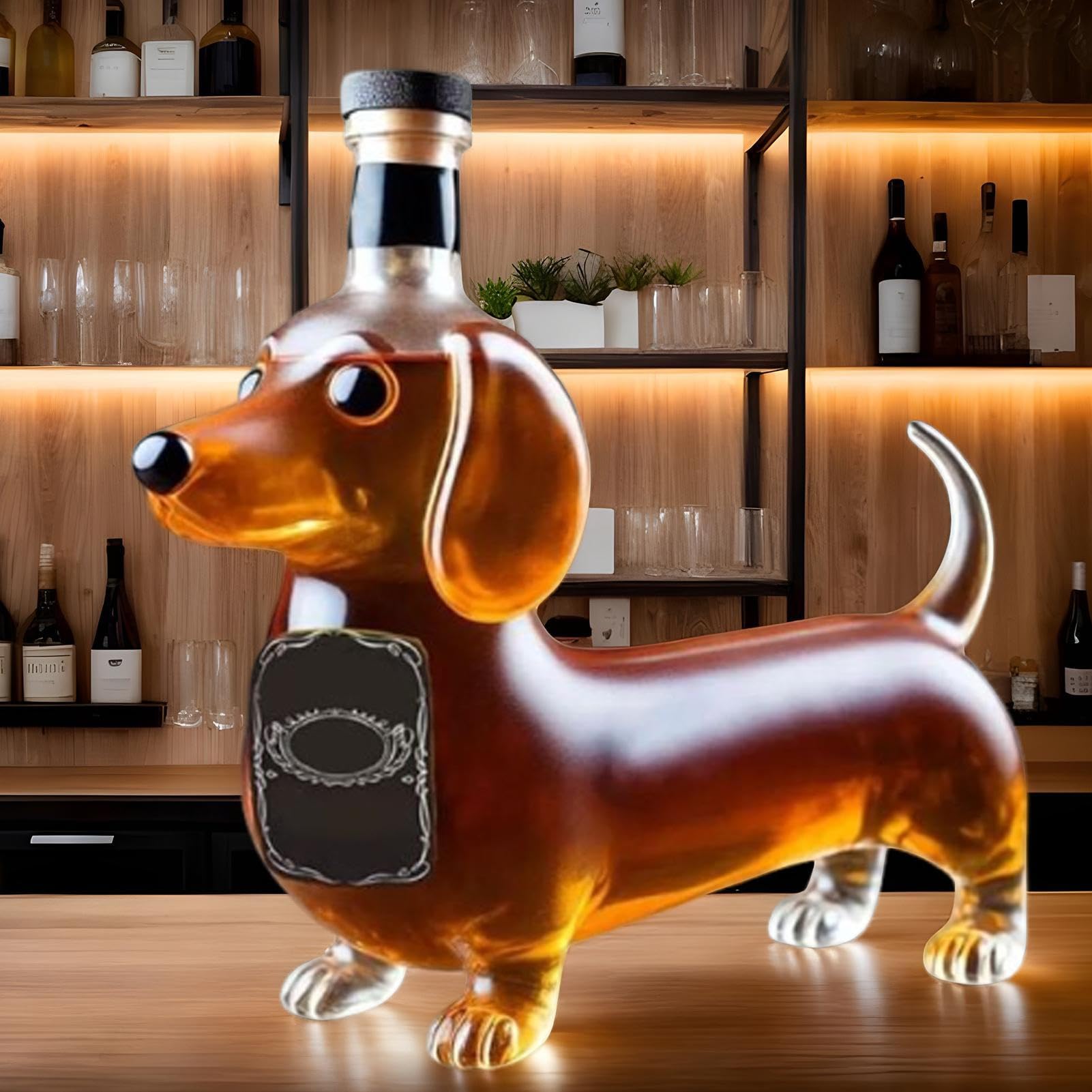 Amazon.co.jp: ダックスフンド犬のウイスキーボトル、3D彫刻ダックス